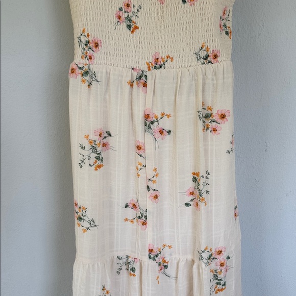 Lily Rose ivory pink floral ruffle cap spaghetti strap sweetheart midi dress XL - Picture 10 of 15